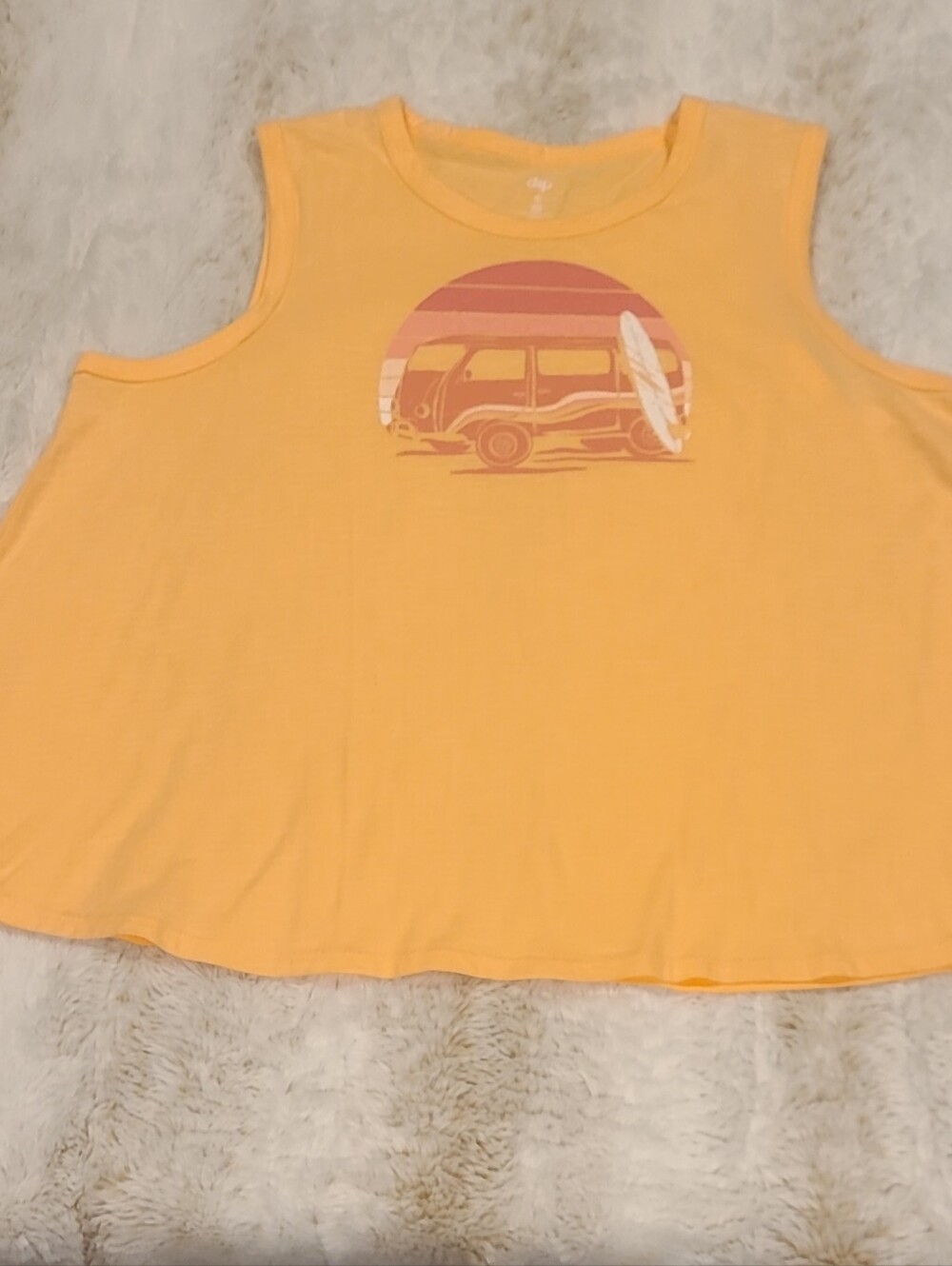 dip Yellow-Orange Women's Graphic Tank Top with Surf Van